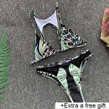 Load image into Gallery viewer, New Patchwork High Waist Push Up Padded Two Piece Swimsuit