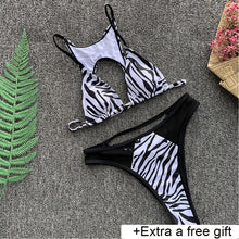 Load image into Gallery viewer, New Patchwork High Waist Push Up Padded Two Piece Swimsuit