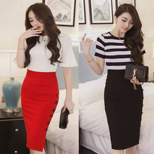 Load image into Gallery viewer, Women  Slim Pencil Skirts High Waist Ladies Skirt Side Split Button Office Ladies Bodycon Fitted Skirts