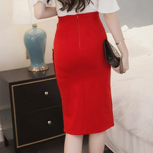 Load image into Gallery viewer, Women  Slim Pencil Skirts High Waist Ladies Skirt Side Split Button Office Ladies Bodycon Fitted Skirts