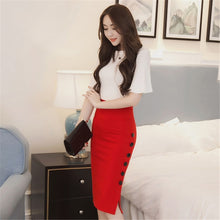 Load image into Gallery viewer, Women  Slim Pencil Skirts High Waist Ladies Skirt Side Split Button Office Ladies Bodycon Fitted Skirts