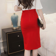 Load image into Gallery viewer, Women  Slim Pencil Skirts High Waist Ladies Skirt Side Split Button Office Ladies Bodycon Fitted Skirts