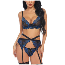 Load image into Gallery viewer, Plus Size Women Sexy Lingerie Porno Lace Bra Erotic Babydoll Sexy Underwear Costumes Teddy Latex Langerie With Garter+Thong Set