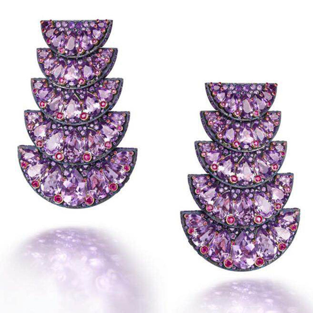 Purple Earrings Sector Purple Cubic Zircon Earrings For Women Drop Earrings