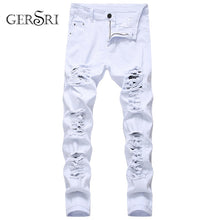 Load image into Gallery viewer, Distressed jeans men denim trousers men jeans fashion designer brand white jean male