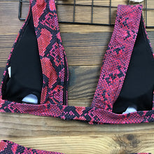 Load image into Gallery viewer, Buckle High Waist 2020 African Swimwear Red Snake Print Bathing Suit Brazilian Cut