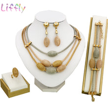 Load image into Gallery viewer, African Jewelry Sets Turkish Women Bridal Wedding Necklace Earrings Ethiopian Gold