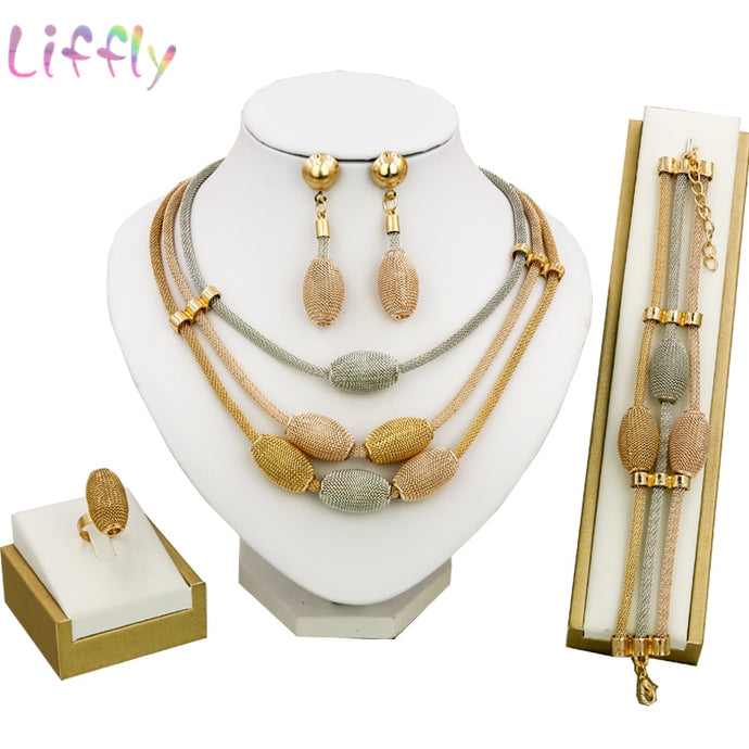 African Jewelry Sets Turkish Women Bridal Wedding Necklace Earrings Ethiopian Gold