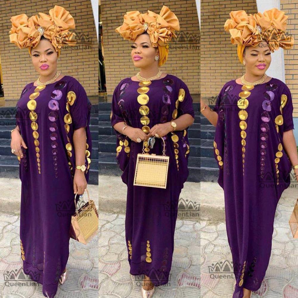 Exquisite Loose Design 2-piece Chiffon Long sleeve Dashiki Dress