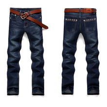 Load image into Gallery viewer, Fashion European American Style Stretch Men Jeans Luxury Men&#39;s Denim Trousers Slim Straight Deep blue Gentleman Mens#G50