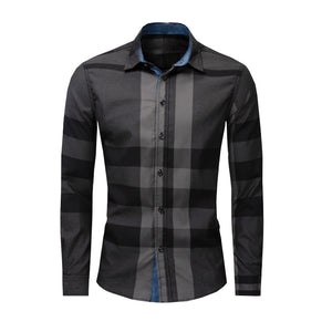 Shirt Business casual autumn long sleeve men shirts high quality 100% cotton plaid shirt men