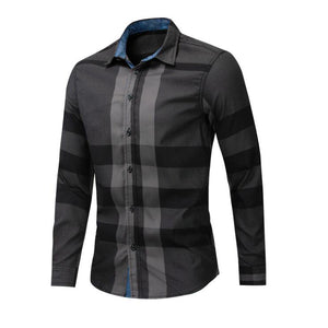 Shirt Business casual autumn long sleeve men shirts high quality 100% cotton plaid shirt men