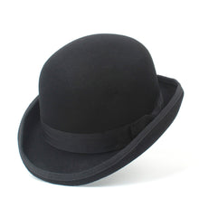 Load image into Gallery viewer, Wool Bowler Hat Women men 100% Crushable Traditional Billycock Groom Hats 4 Size S M L XL