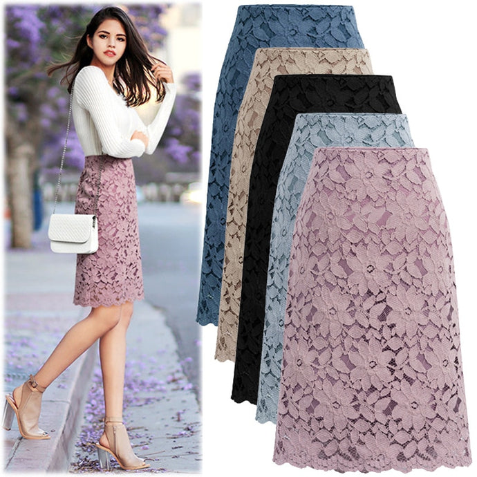 Lace Skirts Women's  Slim Pencil Skirt Women Midi Skirt