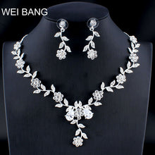 Load image into Gallery viewer, WEIBANG Married Silver Jewelry Set Girlfriend Necklace Long Earrings for Women African Wedding Accessories dropshipping