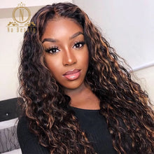 Load image into Gallery viewer, Honey Blonde Highlight Wig 13x6 Lace Front Human Hair Wigs Curly HD Transparent Lace Wigs Pre Plucked Ombre Color Nabeauty 180