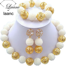 Load image into Gallery viewer, Brown Simulated Pearl Beads African Jewelry Set Nigerian Wedding Necklace Sets