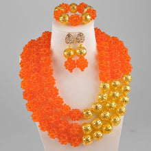 Load image into Gallery viewer, Golden Plated African Wedding Beads Nigerian Necklace Jewelry Set for Women