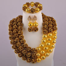 Load image into Gallery viewer, Golden Plated African Wedding Beads Nigerian Necklace Jewelry Set for Women