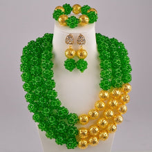 Load image into Gallery viewer, Golden Plated African Wedding Beads Nigerian Necklace Jewelry Set for Women
