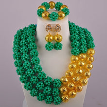 Load image into Gallery viewer, Golden Plated African Wedding Beads Nigerian Necklace Jewelry Set for Women