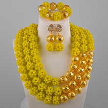 Load image into Gallery viewer, Golden Plated African Wedding Beads Nigerian Necklace Jewelry Set for Women