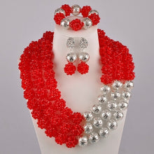 Load image into Gallery viewer, Golden Plated African Wedding Beads Nigerian Necklace Jewelry Set for Women