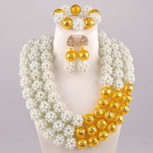 Load image into Gallery viewer, Golden Plated African Wedding Beads Nigerian Necklace Jewelry Set for Women