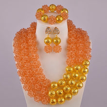 Load image into Gallery viewer, Golden Plated African Wedding Beads Nigerian Necklace Jewelry Set for Women