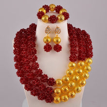 Load image into Gallery viewer, Golden Plated African Wedding Beads Nigerian Necklace Jewelry Set for Women