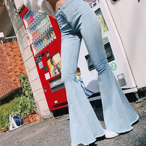 High Waist Denim Flare Pants Women Sexy Vintage Flared Bell Bottom Jeans