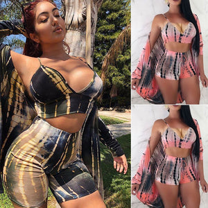 High Waist Gradient Shorts Two Piece Beach Party Wear Set