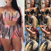 Load image into Gallery viewer, High Waist Gradient Shorts Two Piece Beach Party Wear Set