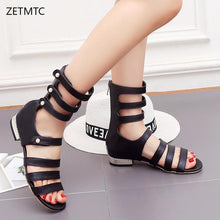 Load image into Gallery viewer, Gladiator sandals women shoes flat Beach style 2020 spring summer new luxury shoes women designers PU Casual Open toe sandals