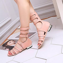 Load image into Gallery viewer, Gladiator sandals women shoes flat Beach style 2020 spring summer new luxury shoes women designers PU Casual Open toe sandals