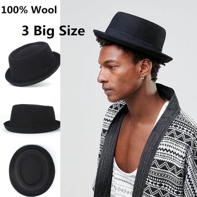 Men Pork Pie Hat For Dad Black Fedora Hat For Gentleman Flat Bowler Porkpie Top Jazz Hat