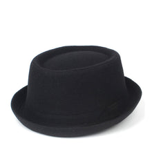 Load image into Gallery viewer, Men Pork Pie Hat For Dad Black Fedora Hat For Gentleman Flat Bowler Porkpie Top Jazz Hat