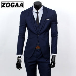 ZOGAA Men Dress Suits 5XL 4XL 2019 Business Slim Fit Wedding Groom SuitS Pure Color 3 Piece of Suits Plus Size Men Leisure Suits