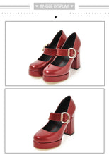 Load image into Gallery viewer, Women Mary Jane Shoes Thick Heels Round Toe Buckle Strap Platform Pumps Footwear