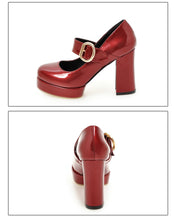 Load image into Gallery viewer, Women Mary Jane Shoes Thick Heels Round Toe Buckle Strap Platform Pumps Footwear