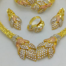 Load image into Gallery viewer, Gold Color Jewelry Sets For Women African Necklace Earrings Bracelet Rings For Party Wedding Bridal Accessories