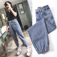 Load image into Gallery viewer, oversize high waist jeans elastic loose korean JEANS women boyfriend pants women plus size oversized jeans woman trousers 2019