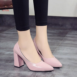 Women pointed shallow mouth black high heels shoes