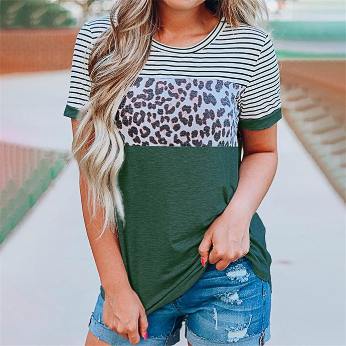 Fashion t shirt women Leopard Patchwork Tops Tee Female ropa mujer 2020 vintage tee shirt femme camisetas Plus Size Tee 3XL