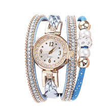 Load image into Gallery viewer, Woman Watch Fashion Leather Band Analog Quartz Round Wrist Watches Rhinestone bracelet watch