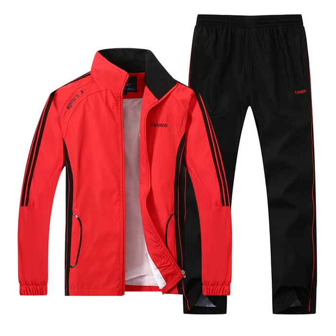 Men's Set Spring Autumn Men Sportswear 2 Piece Set Tracksuit Size L-5XL