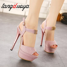 Load image into Gallery viewer, women&#39;s shoes high heels platform heel sandals sexy peep toes in heels