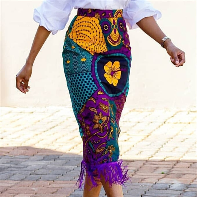 Print Skirt Vintage Floral African Fashion Skirt