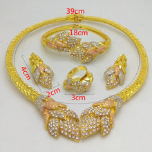 Load image into Gallery viewer, Gold Color Jewelry Sets For Women African Necklace Earrings Bracelet Rings For Party Wedding Bridal Accessories