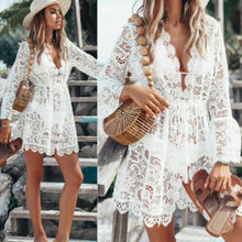 Load image into Gallery viewer, Bikini Cover Up Floral Lace Hollow Crochet Beachwear for women Beautiful